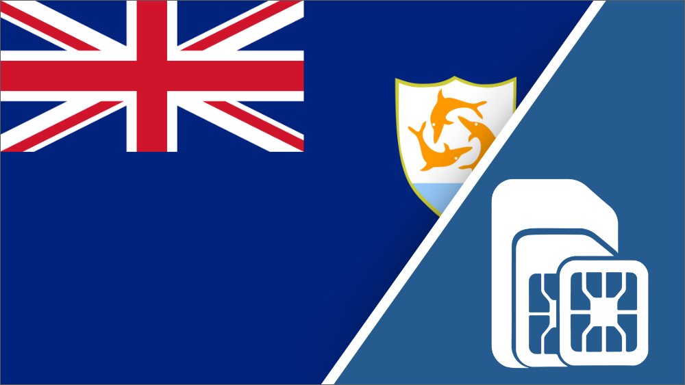 Anguilla SIM Card – Travel connectivity for Anguilla. Image featuring the Anguilla flag and a SIM card icon.