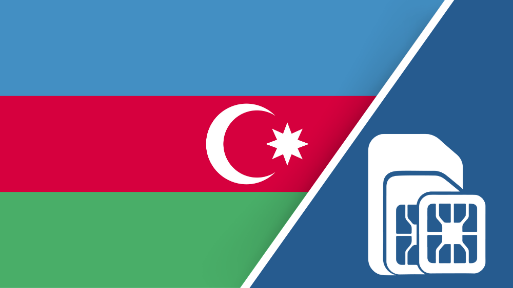Azerbaijan SIM Card – Travel connectivity for Azerbaijan. Image featuring the Azerbaijan flag and a SIM card icon.