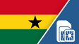 Ghana SIM Card – Travel connectivity for Ghana. Image featuring the Ghana flag and a SIM card icon.