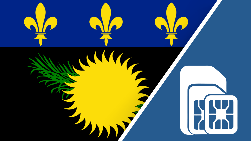 Guadelope SIM Card – Travel connectivity for Guadelope. Image featuring the Guadelope flag and a SIM card icon.