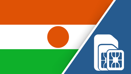 Niger SIM Card – Travel connectivity for Niger. Image featuring the Niger flag and a SIM card icon.