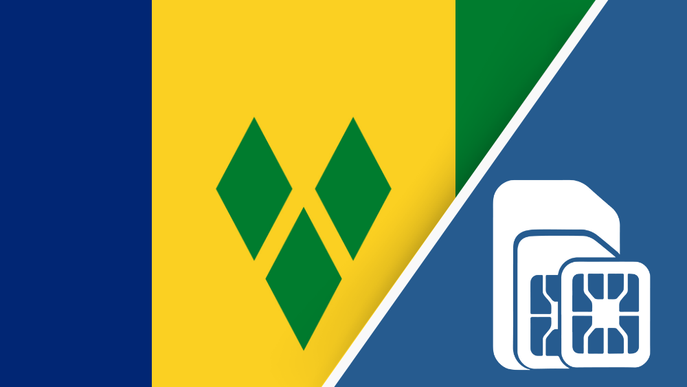 Saint Vincent and Grenadines SIM Card – Travel connectivity for Saint Vincent and Grenadines. Image featuring the country flag and a SIM card icon.