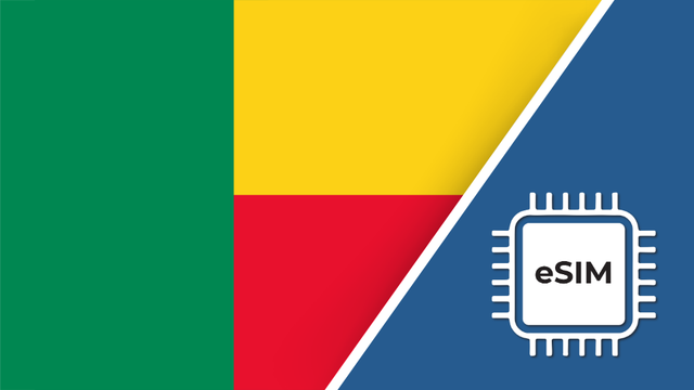 Benin eSIM – Travel connectivity for Benin. Image featuring the Benin flag and an eSIM icon.
 