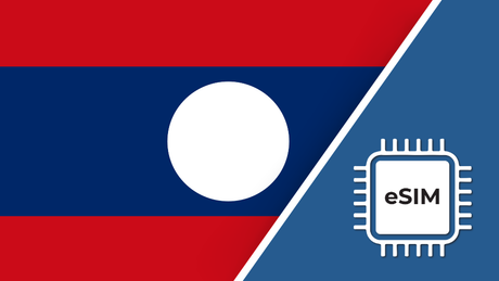 Laos eSIM – Travel connectivity for Laos. Image featuring the Laos flag and an eSIM icon.