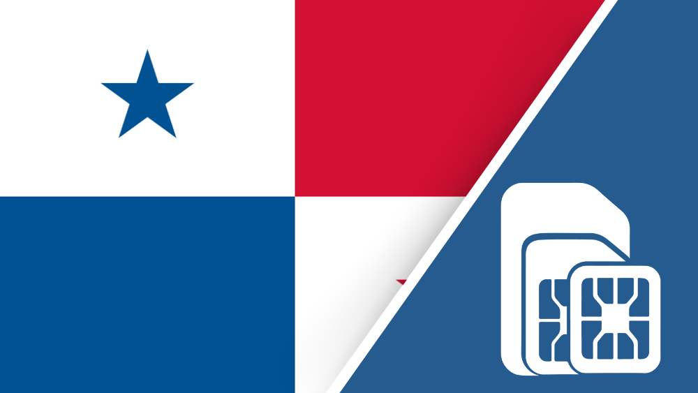 Panama SIM card – Travel connectivity for Panama. Image featuring the Panama flag and a SIM card icon.
 