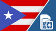 Travel connectivity for Puerto Rico. Image featuring the Puerto Rico flag and and SIM card icon.
 