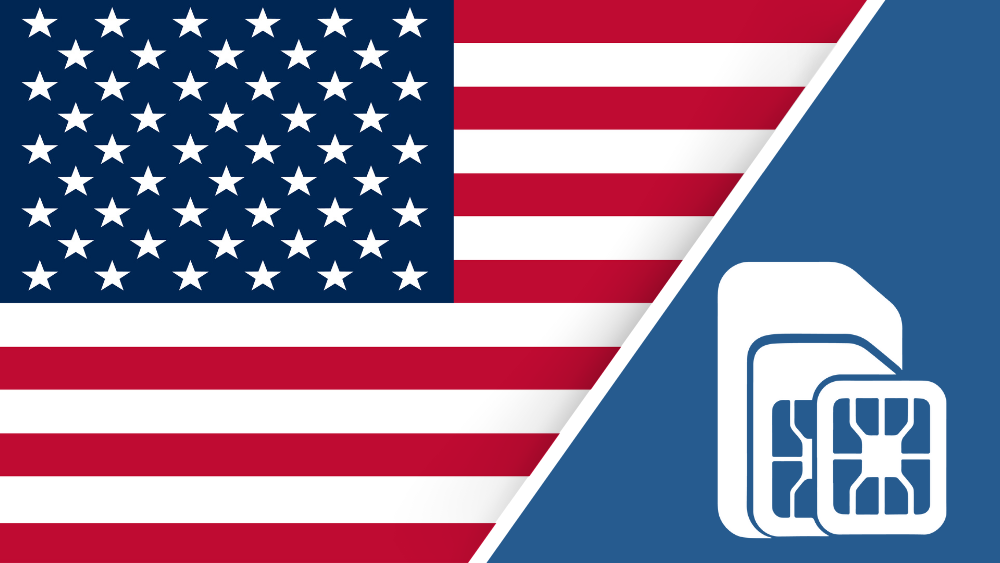 USA SIM Card – Travel connectivity for the United States. Image featuring the American flag and a SIM card icon.
 