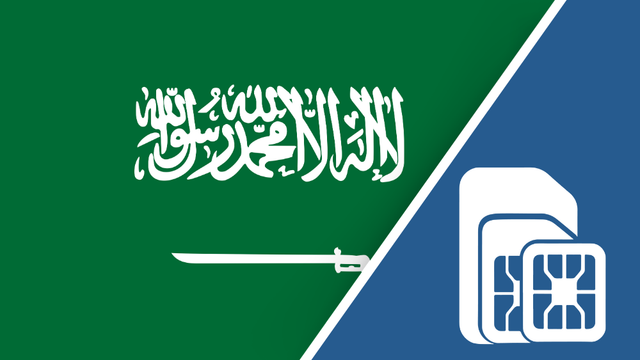 Saudi Arabia SIM Card – Travel connectivity for Saudi Arabia. Image featuring the Saudi Arabian flag and a SIM card icon.