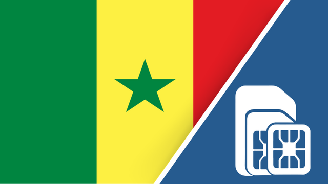 Senegal SIM Card – Travel connectivity for Senegal. Image featuring the Senegal flag and a SIM card icon.