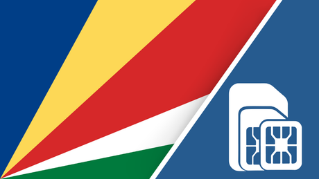 Seychelles SIM Card – Travel connectivity for Seychelles. Image featuring the Seychelles flag and a SIM card icon.